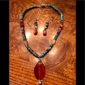 Necklace/Earrings set Semi-precious stones